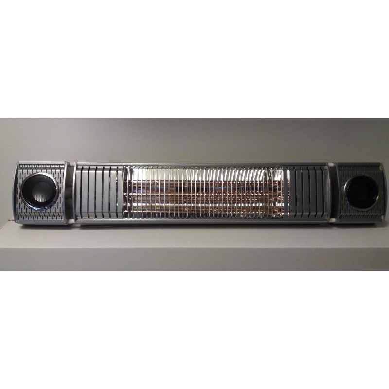 Terrasverwarmer, ULTRA LOW GLARE, 2000 watt RC , bluetooth met 2 ingebouwde speakers 